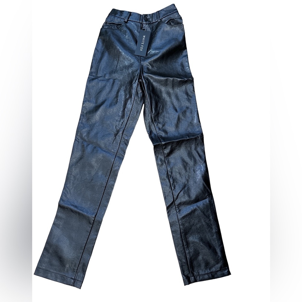 White fox vegan leather pants